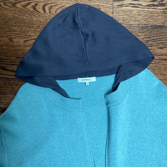 Sandwich blue haze/mint green zipper cardigan like new - Picture 2 of 4